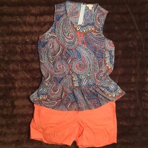 NWOT J Crew paisley peplum sleeveless blouse